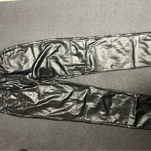 GAP Black faux leather Straight Leg Pants with Sleek Finish